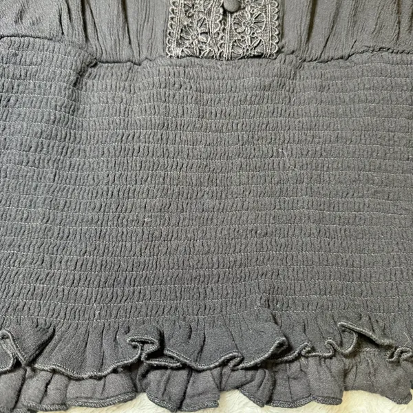 Scarlet Darkness Womens Size Large Black Lace Trim Smocked Waist Gothic Blouse - Image 12