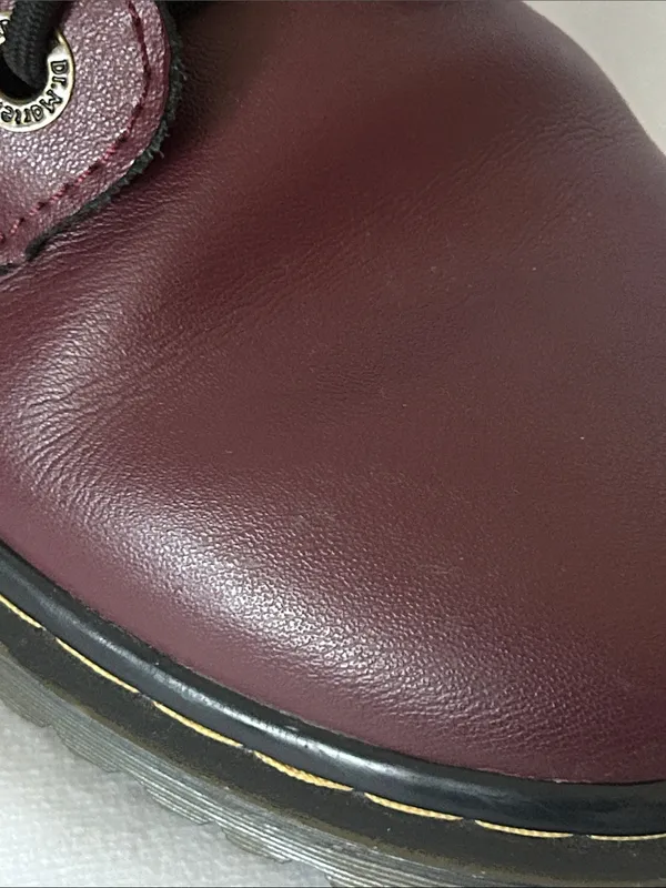 Dr. Martens Leyton Cherry Red Smooth Leather 7 Eye Lace-Up Boots **Size 6** 🍒🍒 - Image 13