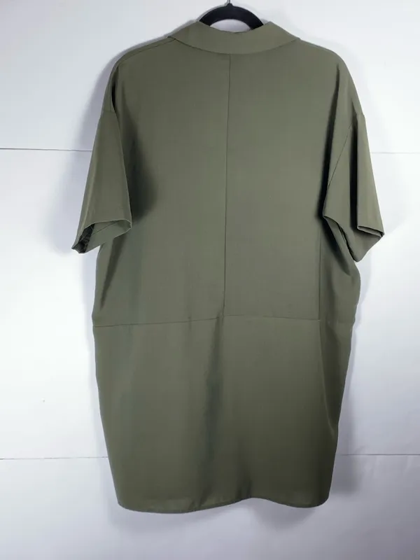 VICI Shirt Dress Small Olive Green Utility Button Front Pockets Casual - Image 8
