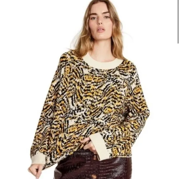 Rachel Comey X Target Animal Crewneck Pullover Sweater Cream Yellow Black Size S - Image 2