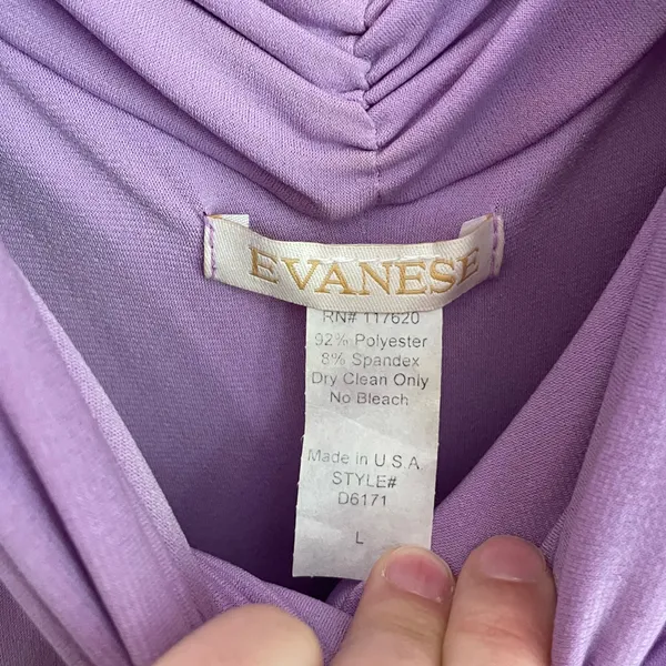 Evanese Lavender Maxi Dress L Off Shoulder Ruched Formal Evening Made USA - Image 2