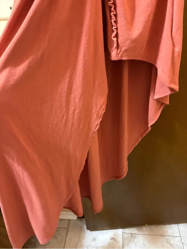 Free People Beach Coral Ruched Sleeveless Asymmetrical Hem Midi Dress - Image 8