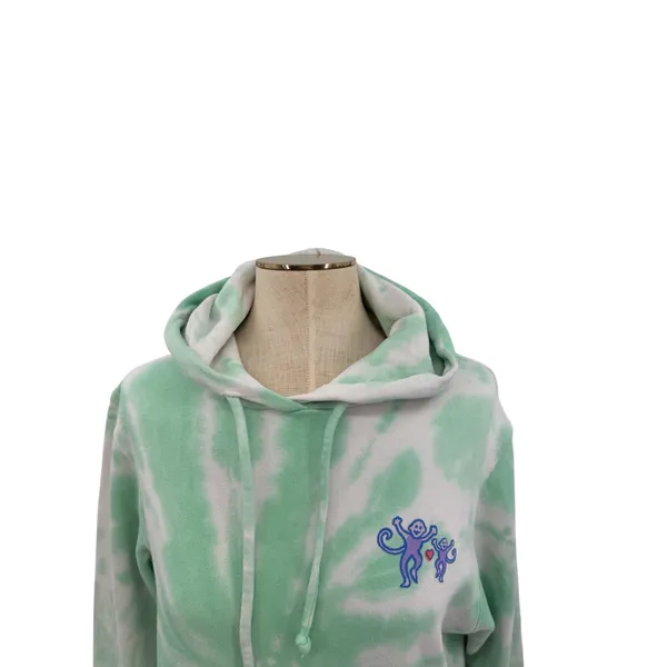 Roller Rabbit Tie Dye Hoodie Mint‎ Green Monkey Embroidered Pullover Size XS - Image 4