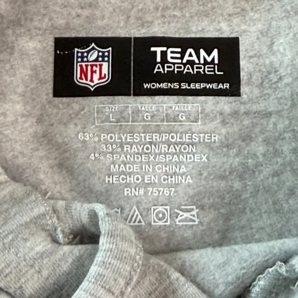 NFL Team Apparel Denver Broncos Womens Heather Gray Striped Pullover Hoodie L - Image 3