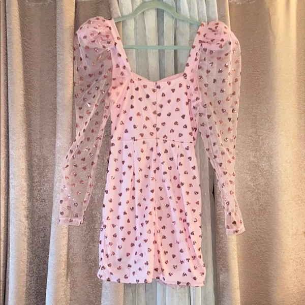 NWT Luxe Wave Size S Pink Heart Patterned Dress - Image 8