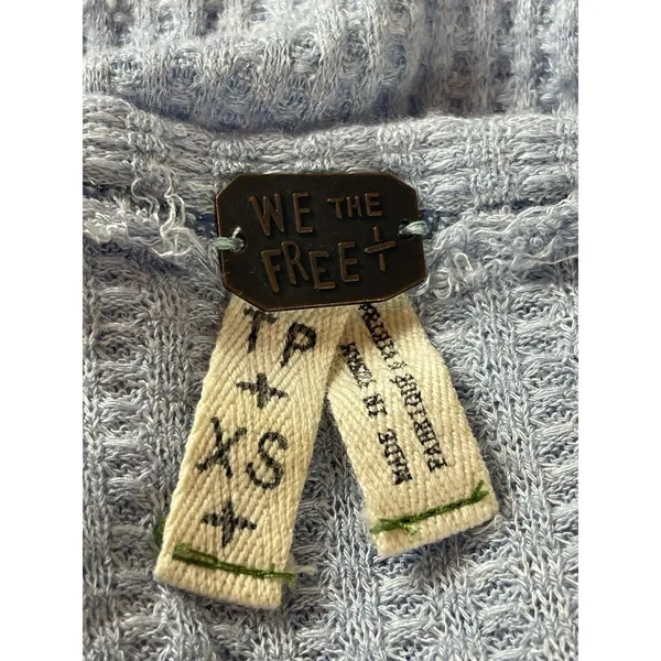 Free People We The Free Laguna Thermal Top XS Dusty Blue Oversized Waffle Knit - Image 5