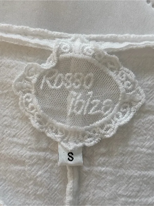 Rosso Ibiza White Sleeveless Button Front Cotton Gauze Top - Image 4