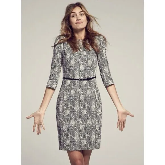 M M LaFleur Etsuko Crackle Pattern Dress With Belt Sophisticated Business Event - Image 8
