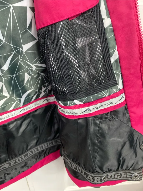 Ski Snow Waterproof Jacket Furry Hood Pink Women’s Small Lined Double Layer - Image 6