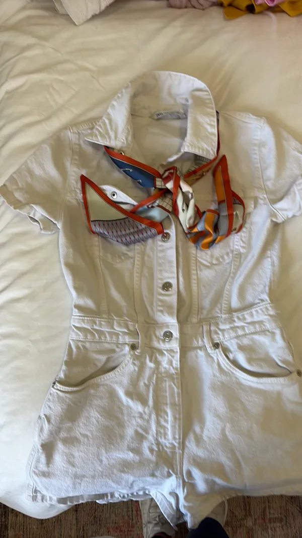 ZARA Romper Denim White Shorts - Image 2