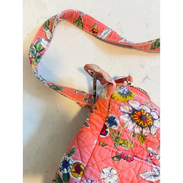 Vera Bradley Pink Floral Quilted Cotton Crossbody Bag Adjustable Strap Messenger - Image 9