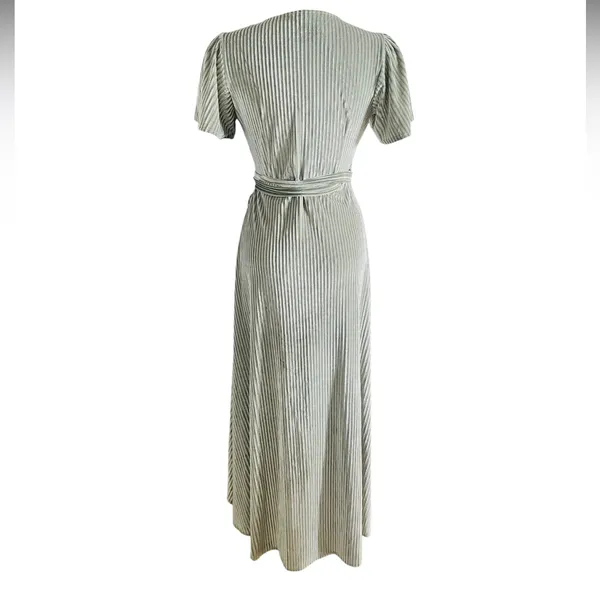 Andi Ribbed Velvet Wrap Dress by Baltic Born in the color Dusty Sage Size M NWOT - Image 9