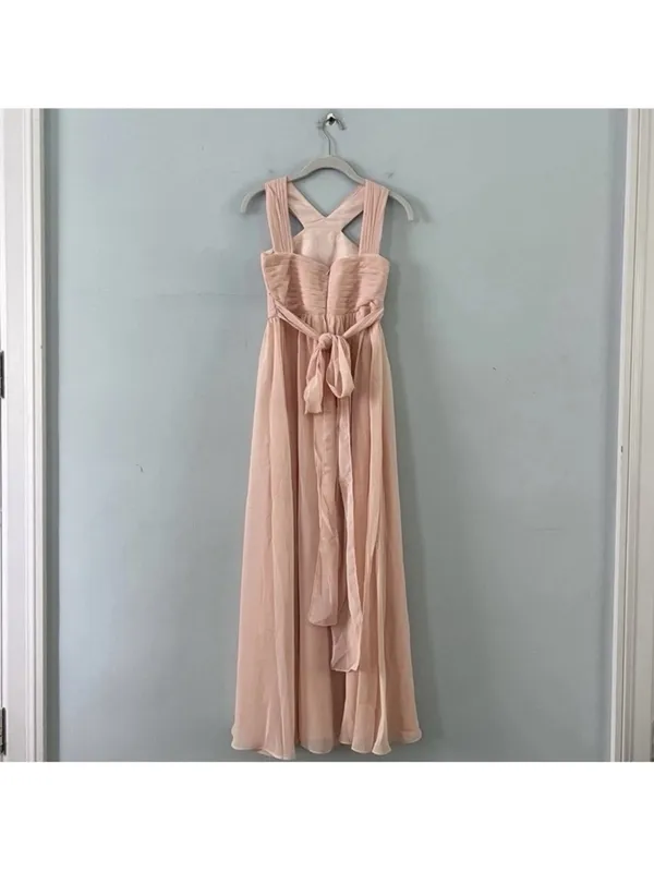 NWT JJ's House‎ Pearl Pink Halter Neck Pleated Chiffon Maxi Bridesmaid Dress - Image 3