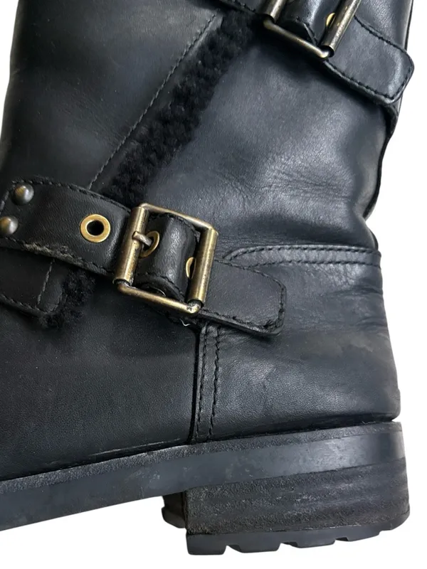 UGG Leather Niels Moto Boots Black Size 10 - Image 5