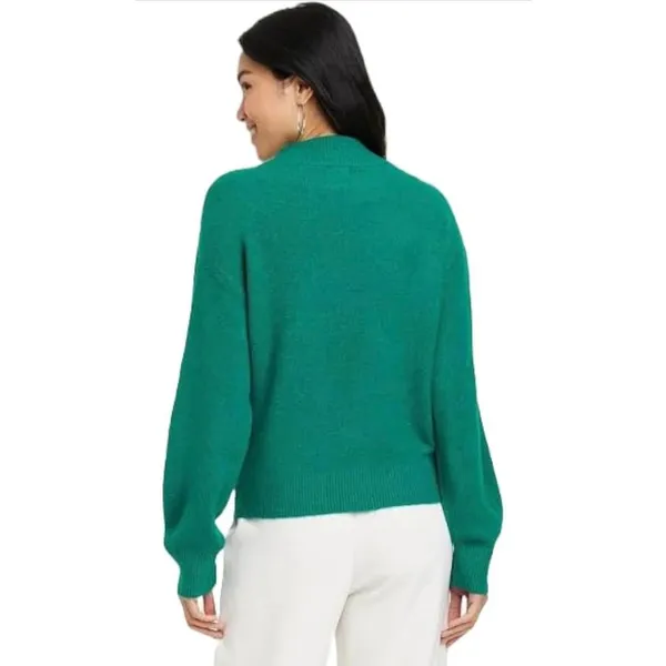 A New Day Green Ciao Ciao Sequin Mock Neck Sweater XL Relaxed Long Sleeve - Image 3