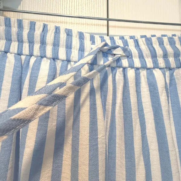 PrettyGarden Wide Leg Striped Drawstring Pants Elastic Waist Blue White Size XXL - Image 6