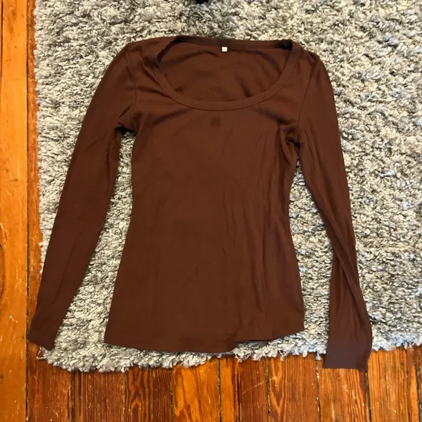Brown Henley Long Sleeve Shirt - Image 4