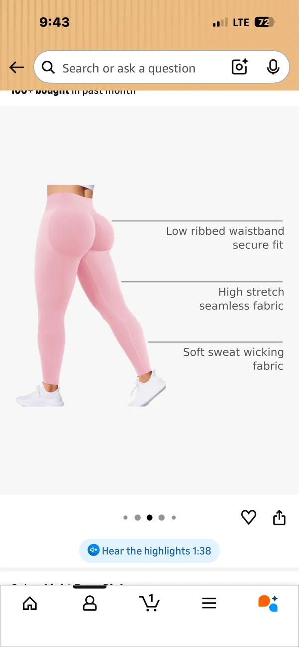 Light Pink Butt Scrunch Leggings Amazon - Image 2