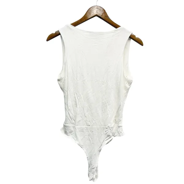Lulus Staying Basic White Faux-Wrap Sleeveless Bodysuit size Medium - Image 3