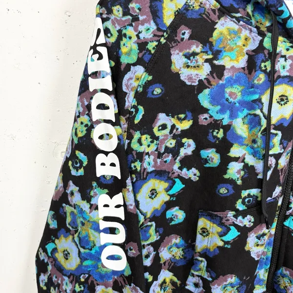 Ulla Johnson x Designers for Democracy Cotton Full Zip Hoodie Blue Floral Medium - Image 7