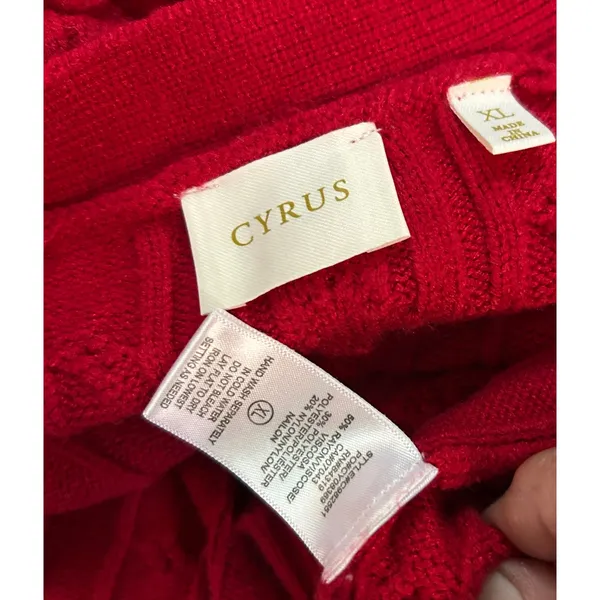 Red Cable Knit Cardigan Sweater Traditional Button Front Preppy Holiday Cyrus XL - Image 8