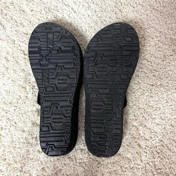 Teva Black Sandals with Yellow Logo - Image 8