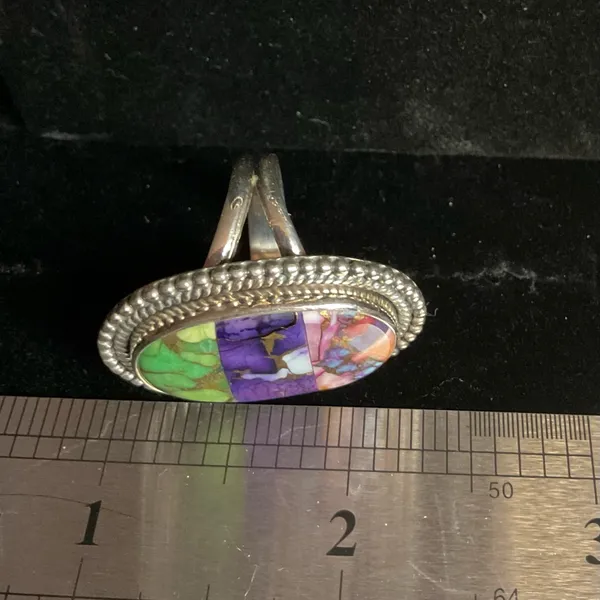 Vibrant 925 Sterling Silver & Pink Dahlia , Purple & Green Mohave Turquoise - Image 2