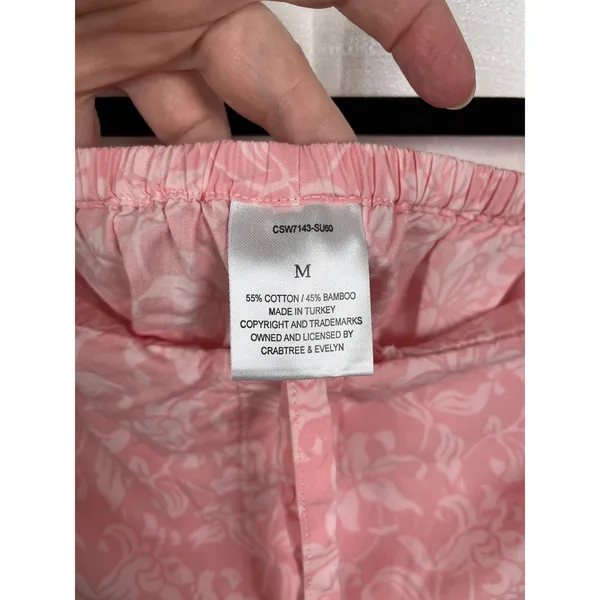 Crabtree&Evelyn Pink Floral Cotton&Bamboo Long Sleeve Pajama Set Sz.M - Image 3