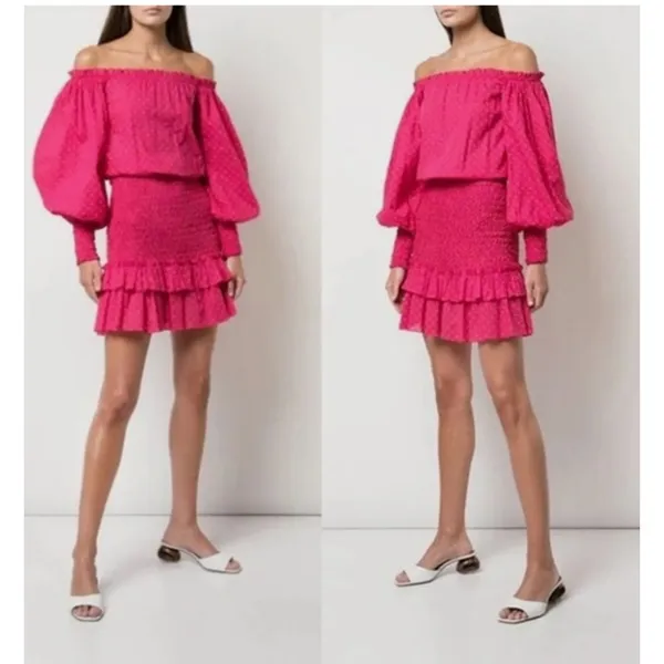 Alexis Marilena Smocked Off-shoulder Blouson-sleeve Dress Size‎ XS - Image 2