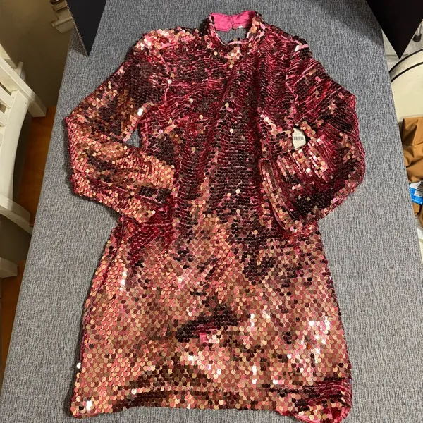 Anthropologie Maeve Long Sleeve Mock Neck Sequin Mini Dress - Image 5