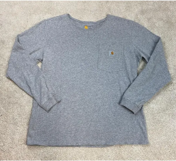 Carhartt Original Fit Long Sleeve Pocket T-Shirt Gray Size L - Image 2