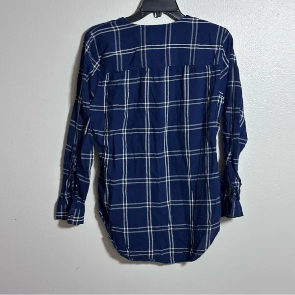 Nine West‎ Jeans Women Blue Plaid Button Up Blouse size Small. - Image 6