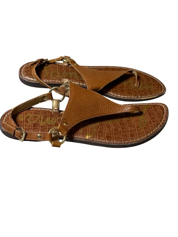 Sam Edelman Greta Brown Leather Thong Slingback Sandals Women's Size 9 - Image 5