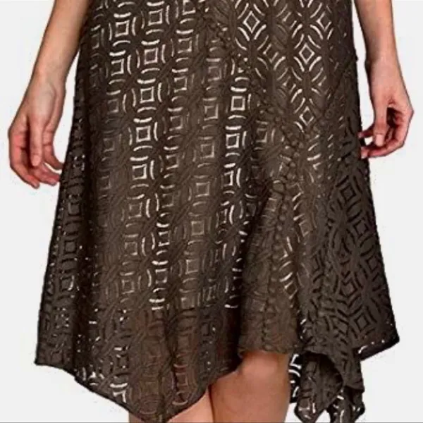 Nic + Zoe First Bloom Dark Truffle Brown Lace Overlay Dress XS - Image 6