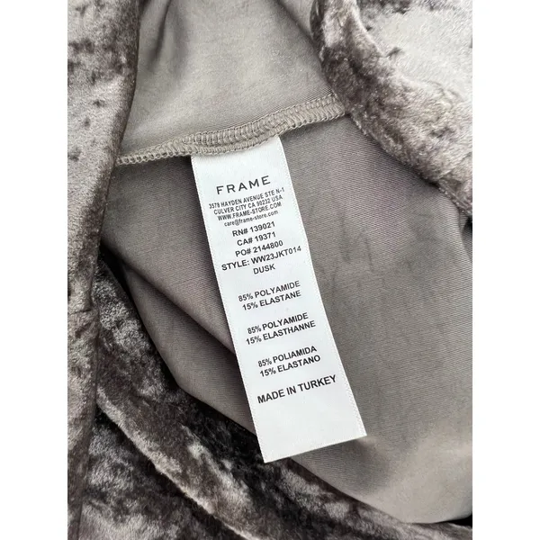 FRAME Crushed Velvet Long Sleeve Top Dusk Taupe Size‎ Medium - Image 13