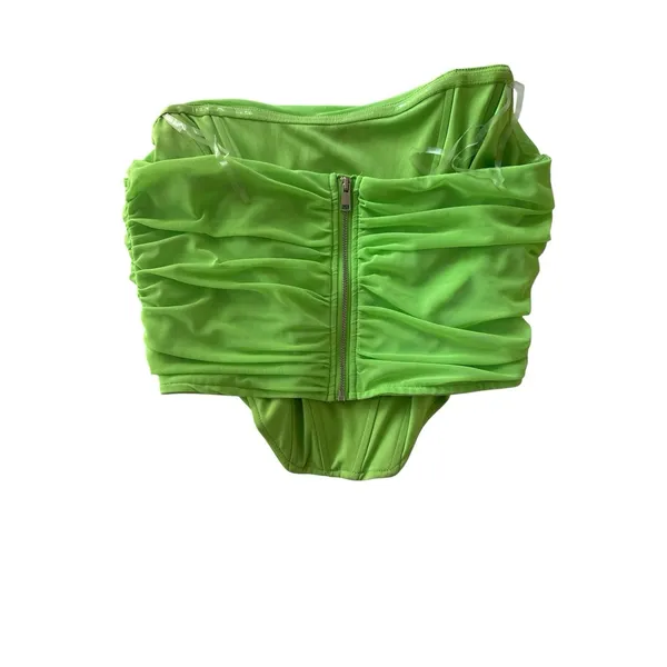 Steve Madden Strapless Mesh Corset Top Women's‎ Size Medium Green Neon Bright - Image 7