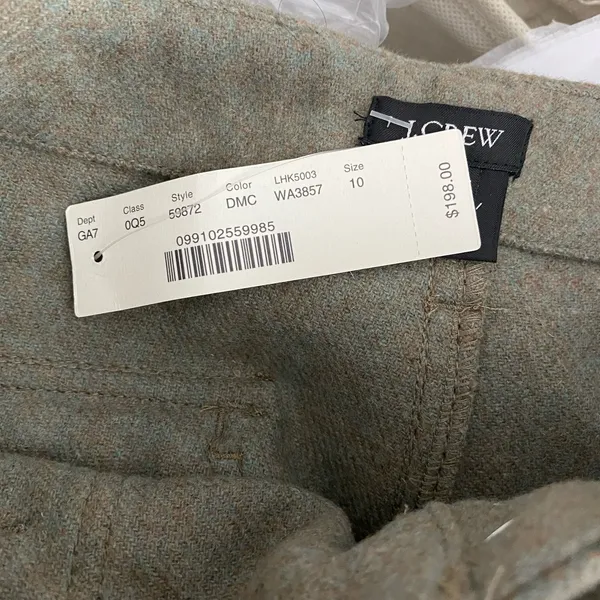 J.‎ Crew Olive Green Gray High Waist Trouser Work Fall Pants Size US 10 - Image 10