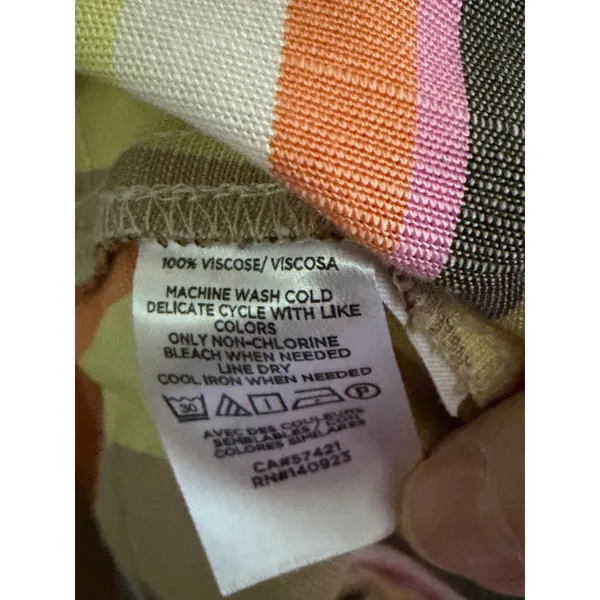 LOFT Multicolor Vertical Striped Button Front V-Neck Summer Dress 4 Petite - Image 6