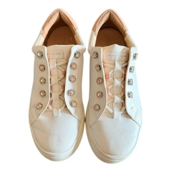 Kurt Geiger London Crystal Embellished Slip-On Sneakers White Blush Pink EU 38.5 - Image 2