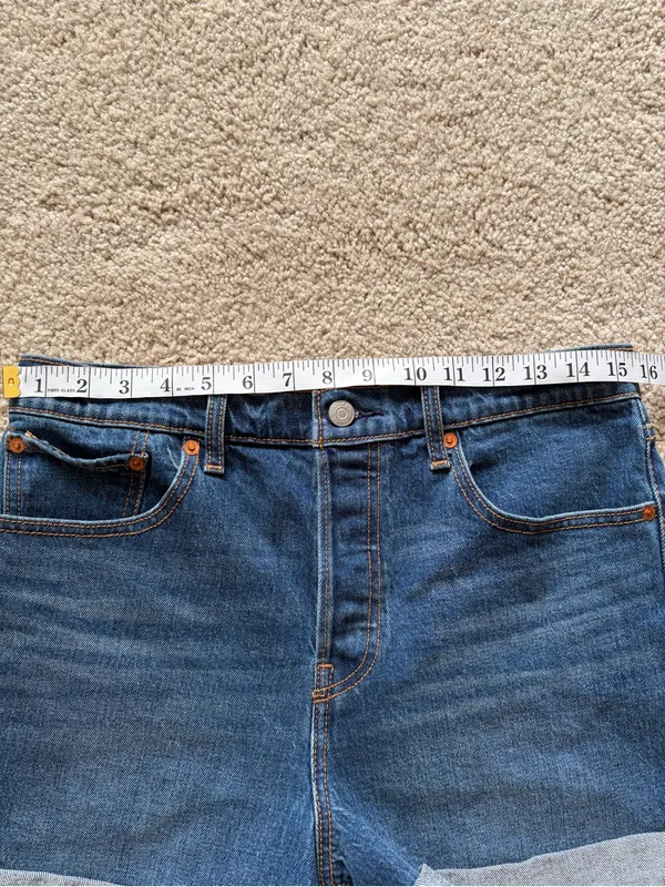 Levis Premium Denim Shorts blue Wedgie fit rolled Cuff Jean summer shorts sz 30 - Image 12