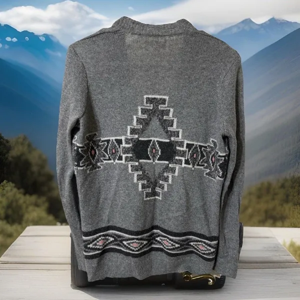 y2kWomen's‎ Hollister Aztec Cardigan Sweater Vest Sweater Button Down Sz S GOTH - Image 2
