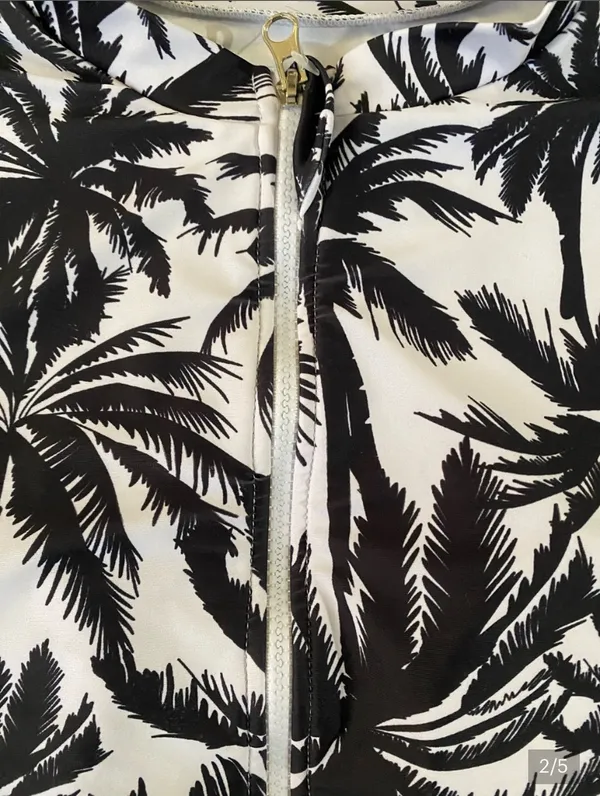 Size small palm tree one piece swimsuit Black - Image 3