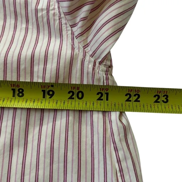 Zara Oversized Striped Button Down Shirt Pink Burgundy Cotton Medium | 0216 - Image 6