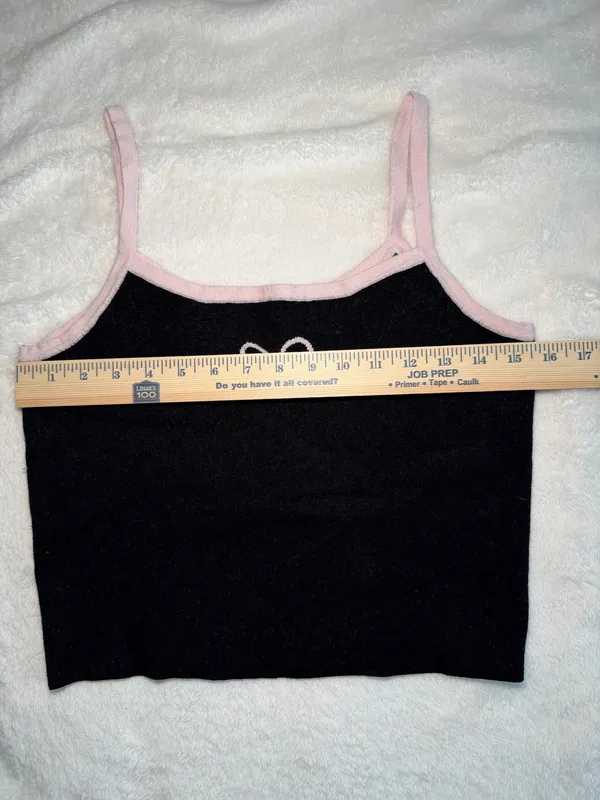 PacSun Coquette Whimsigoth Black Crop Pink Bow Large - Image 7