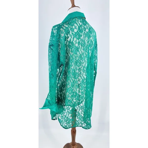 Victoria’s Secret Gold Label Teal Turquoise Lace Night Gown Intimate Size Small - Image 7