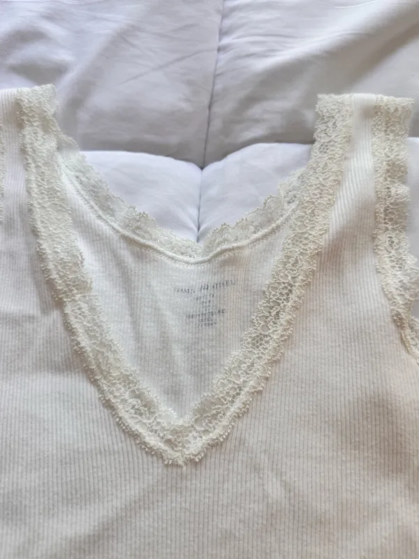 Brandy Melville White Lace Top - Image 2