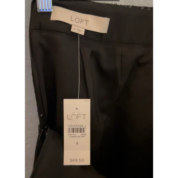 Sequin Skirt NWT Women Size 4 Black Lined Above Knee Party Ann Taylor Loft - Image 8