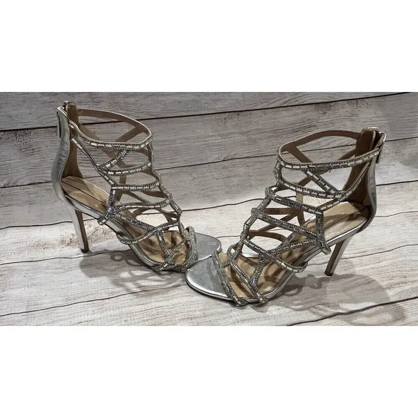 ALDO Norta Sparkling Stilettos Glass Mirror Caged Heels Sandal 4” Pumps 7 - Image 3