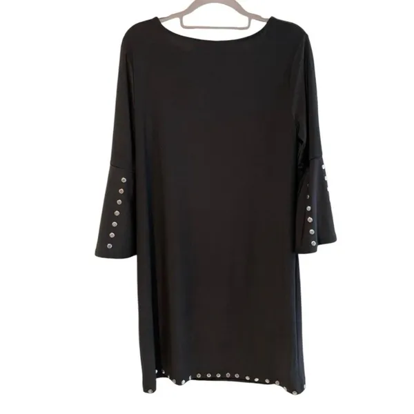 C Est 1946 Shift‎ Dress Black Studded Bell Sleeve Edgy Women Small NWT - Image 5