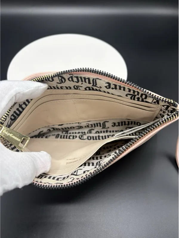 Juicy Couture Pink Studded Zip Logo Wristlet Wallet w/ Credit Card Slots - Image 4